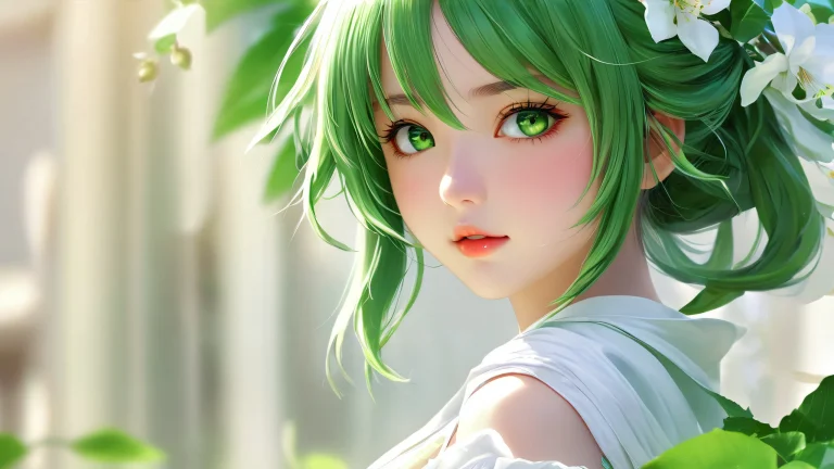 Anime girl standing in a vast, pure void with bright and airy lighting, perfect for desktop or PC screens.