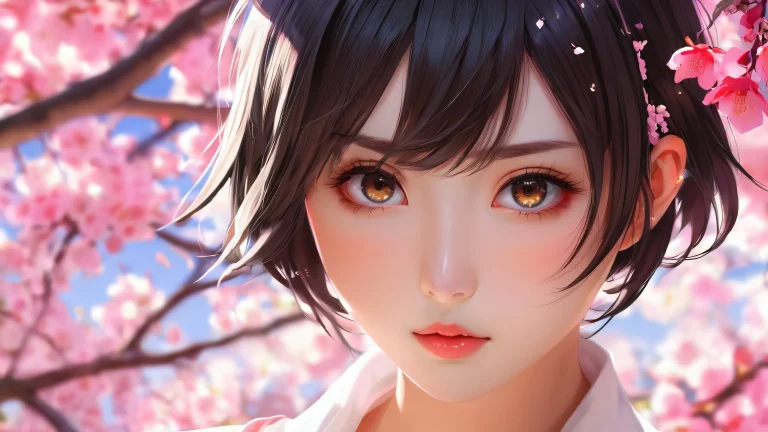 Anime girl in a pure void, desktop/pc wallpaper with depth and dimensionality for optimal viewing experience.