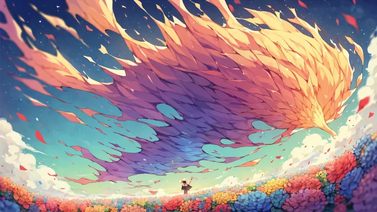 Anime girls set against a perfectly clean vast pure void with extreme depth of field, suitable for Desktop/PC use.