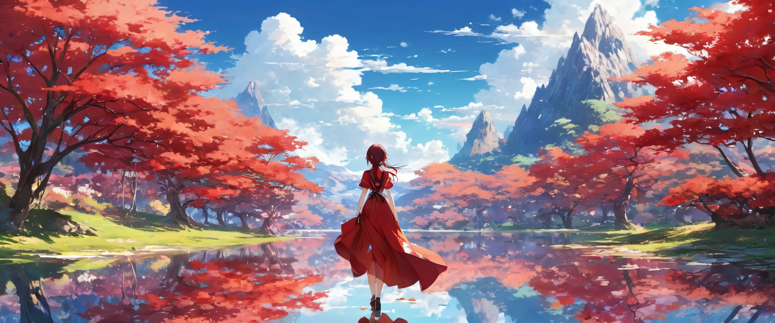 A stunning desktop wallpaper of anime girls in a vast, pure void with extreme depth of field and radiant colors. Perfect for your PC or Desktop.