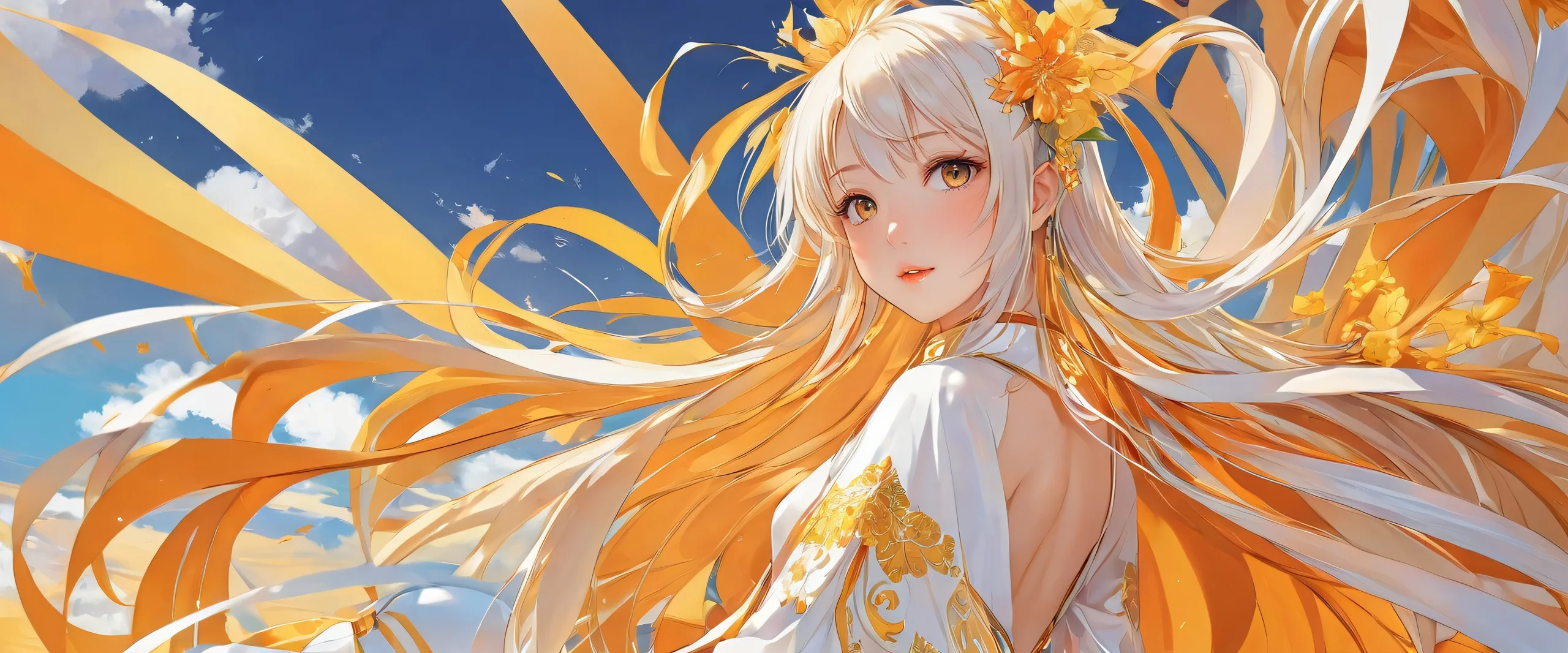 Anime girls surrounded by a pure void on a desktop or PC, for screen readers.