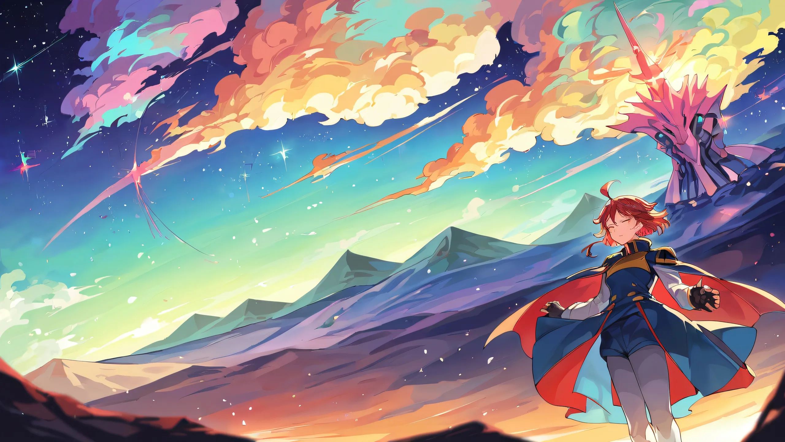 Ultra HD Ethereal Gundam Night Sky Wallpaper A beautifully illustrated anime scene featuring the RX-78 Gundam against a vibrant night sky with stars and a deep blue void.