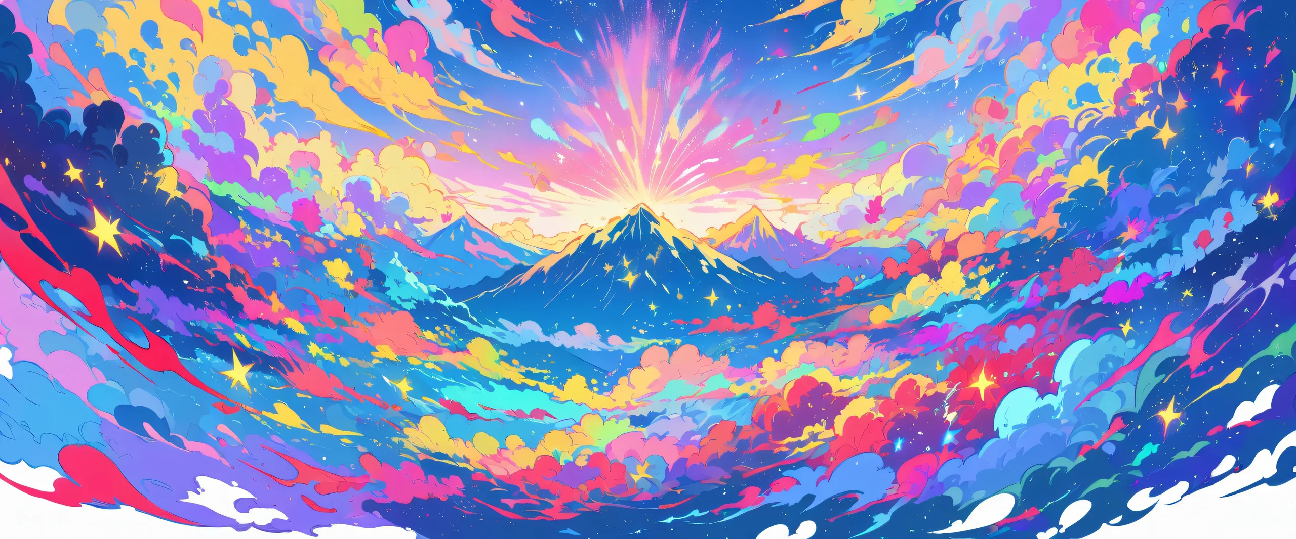 A perfectly clean vast pure void on a desktop/pc with an anime-inspired background featuring ai hoshino from oshi no ko, with extreme depth of field and bright colors.