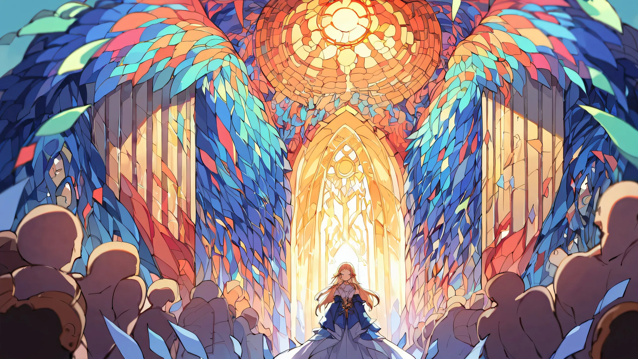 A stunning anime illustration of a girl in a perfectly clean vast pure void with extreme depth of field, suitable for desktop/pc use.