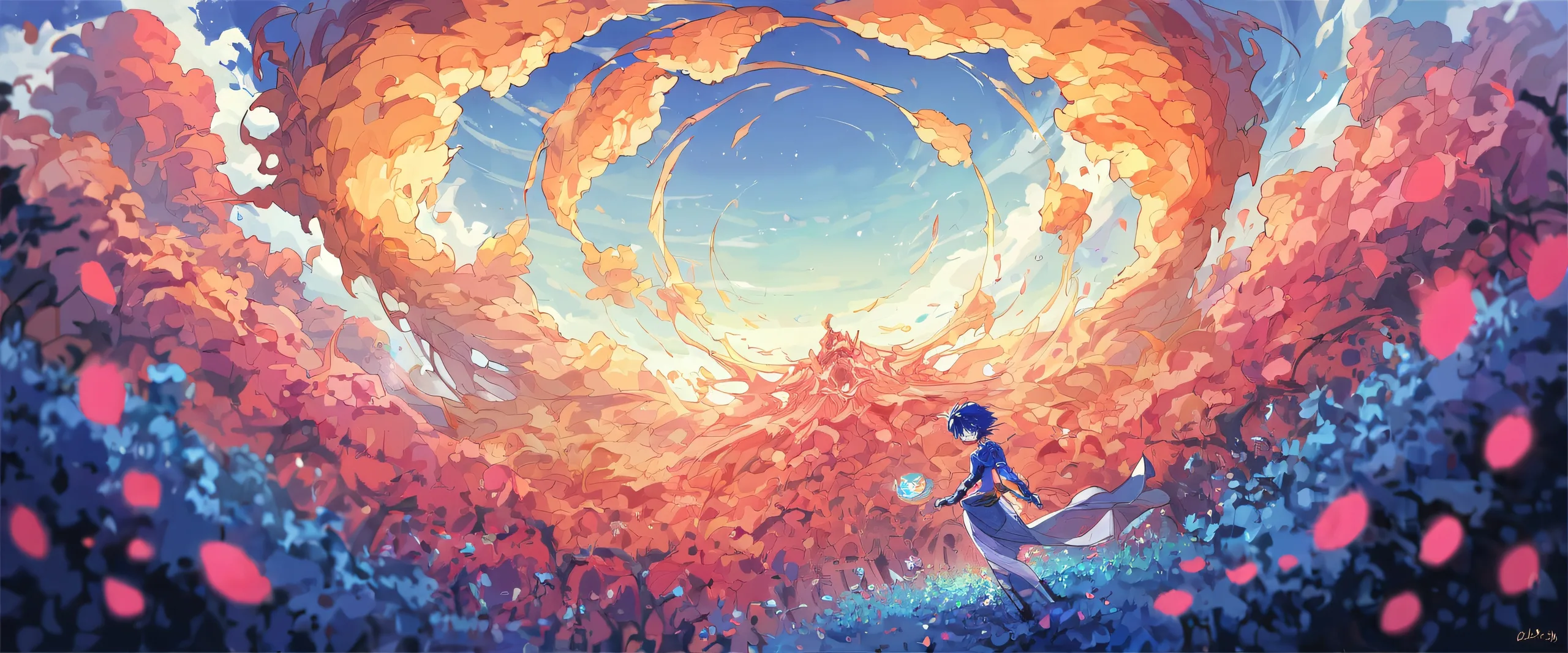 Perfectly clean vast pure void for Desktop/PC, stunning anime illustration, highly detailed and colorful.