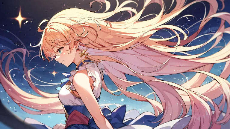 Beautiful anime illustration of a girl in a vast, pure void with an extreme depth of field and bright, airy lighting for desktop/PC use.