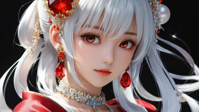 Anime girls amidst a breathtaking void with extreme depth of field on a black background for desktop or PC.