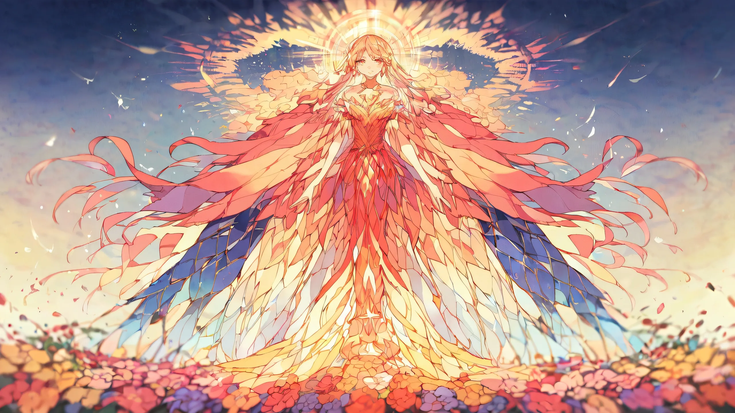 A stunning anime illustration of a girl in a vast pure void with extreme depth of field and delicate pastel shades, perfect for desktop use.