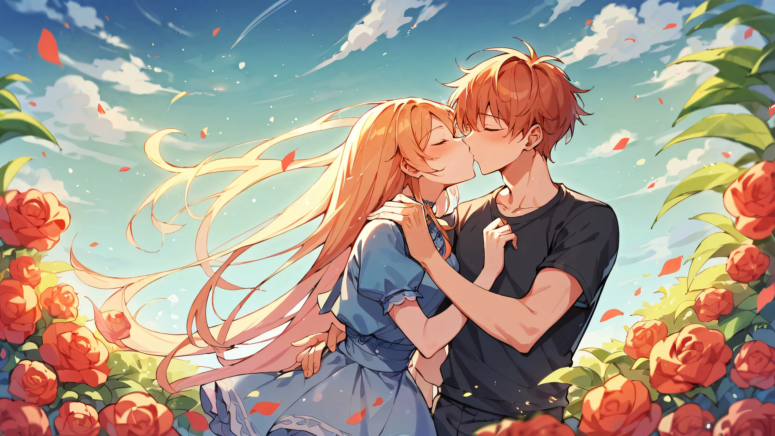 Stunning Ethereal Anime Sky Kiss Wallpaper