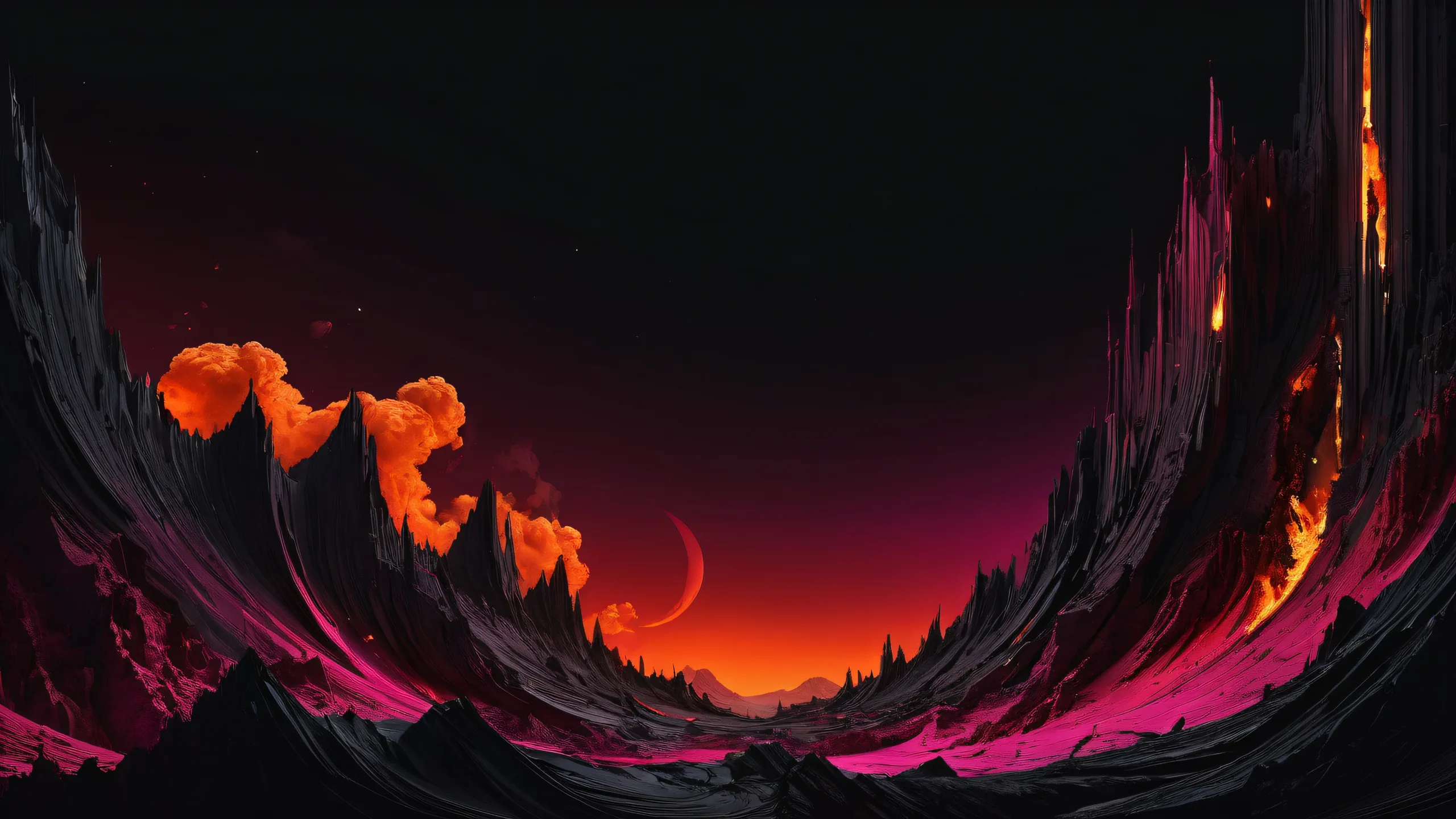 A breathtaking desktop wallpaper of an apocalyptic chasm on a pristine void, suitable for Desktop/PC use.