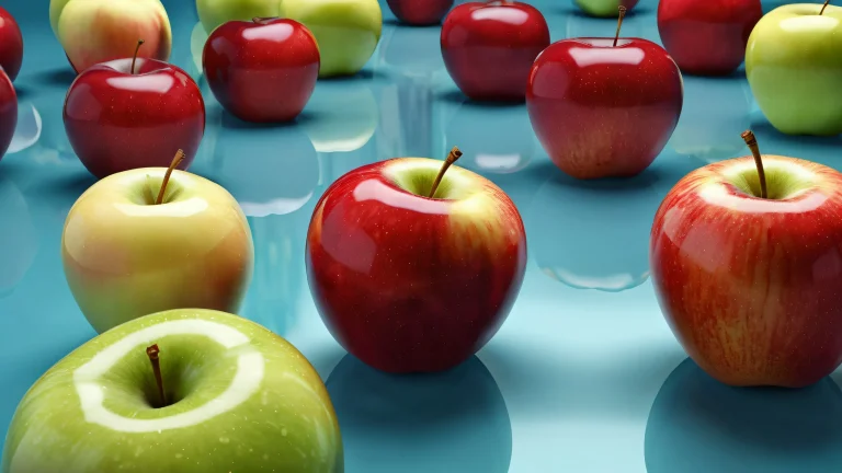 A stunning desktop wallpaper featuring a vast expanse of apples on a pristine background, parfait pour votre ordinateur de bureau/PC.