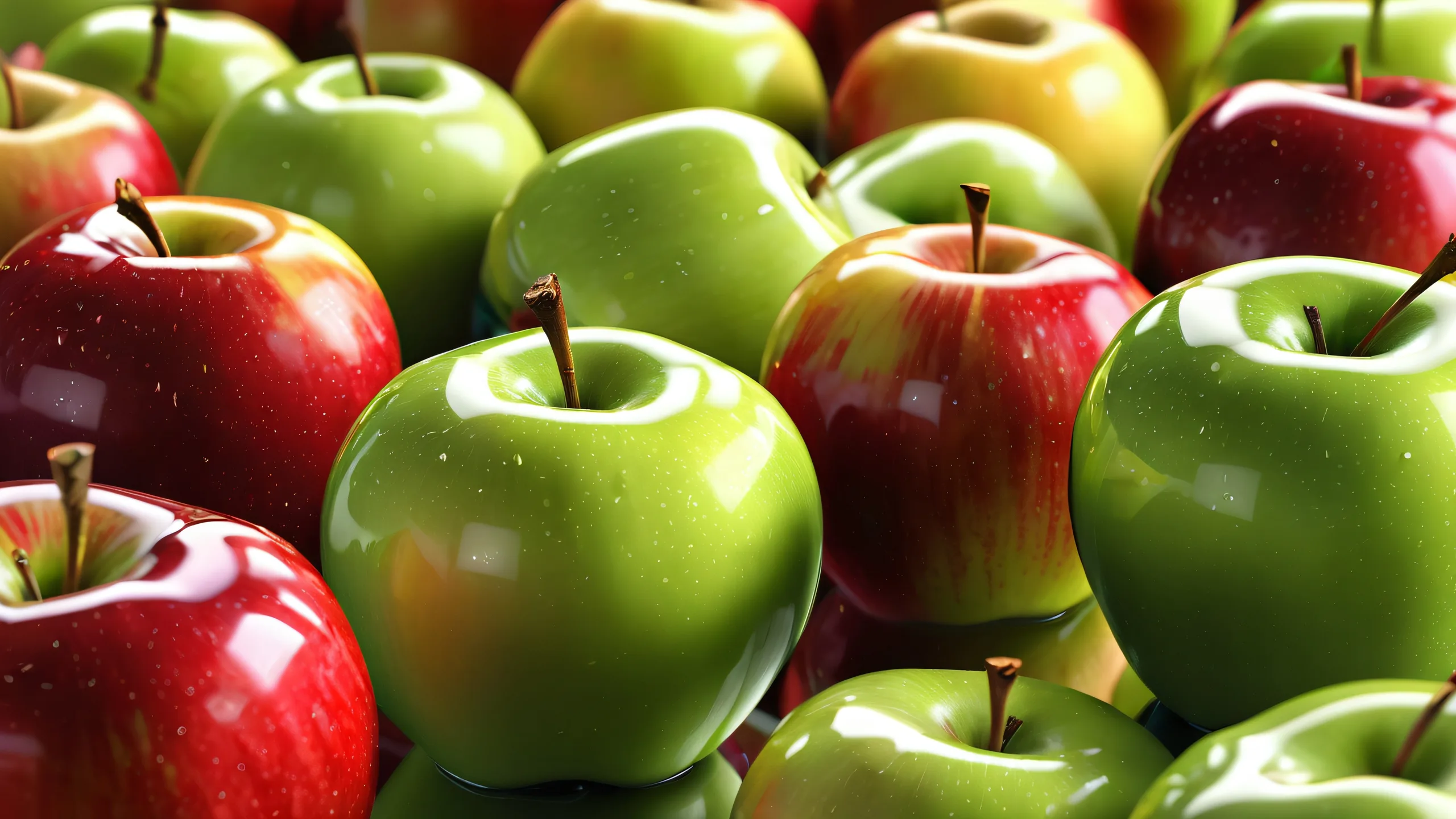 Ethereal Apple Oasis Aesthetic PC Wallpaper Breathtaking desktop wallpaper featuring apples in a vast pure void with extreme depth of field and radiant colors for a perfect desktop/pc background.
