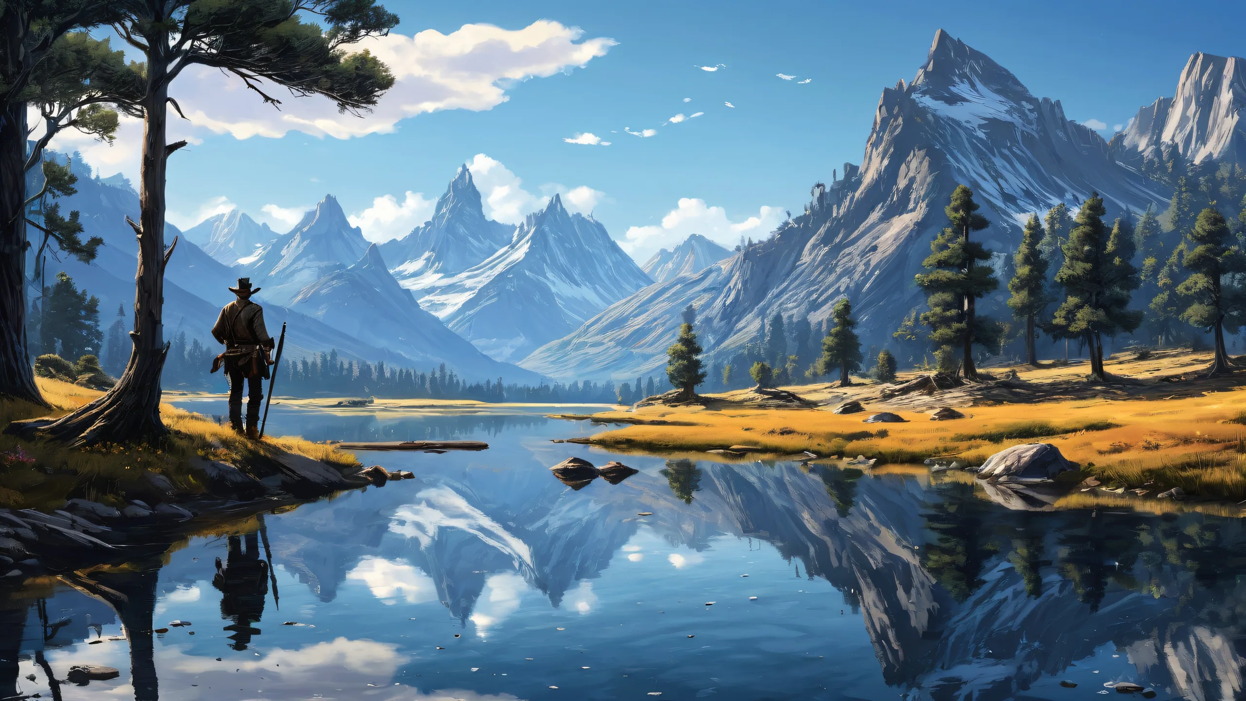 Arthur Morgan desktop wallpaper featuring a vast pure void with ethereal lighting and radiant colors for PC Desktop use.