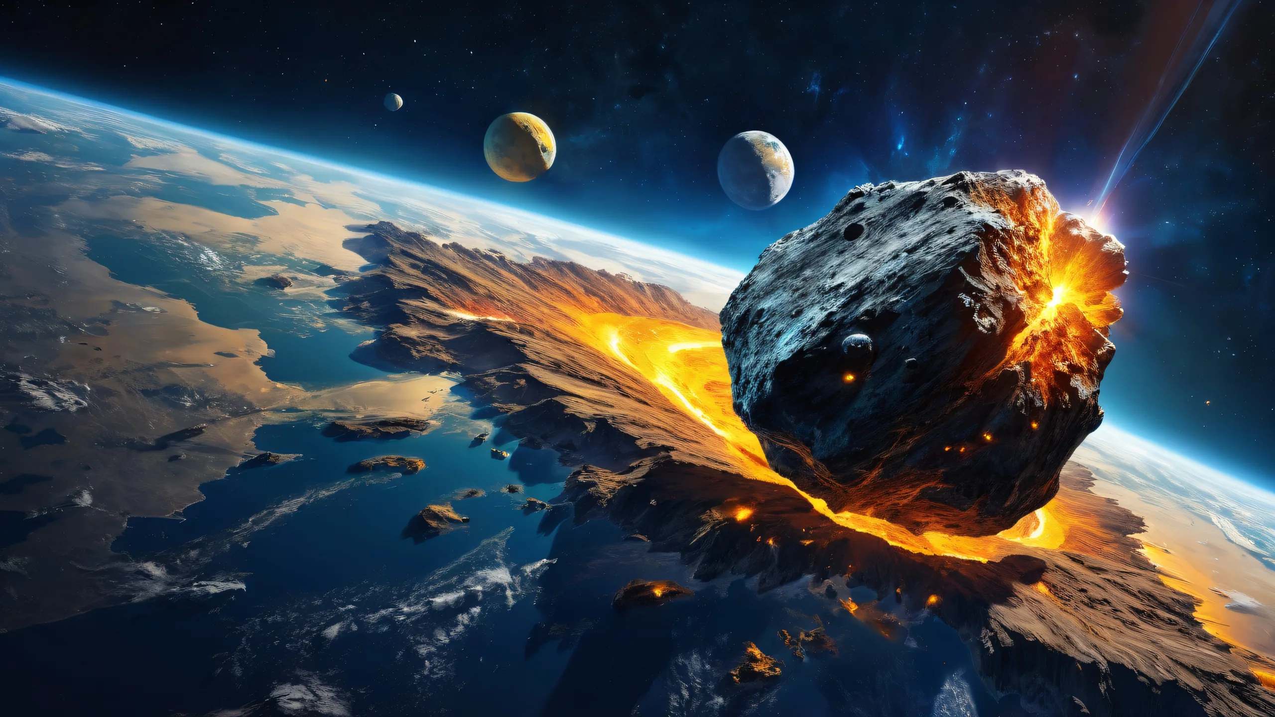 Asteroid Void Odyssey Aesthetic PC Wallpaper Breathtaking desktop wallpaper of an asteroid in deep space, perfect for a computer or PC screen.