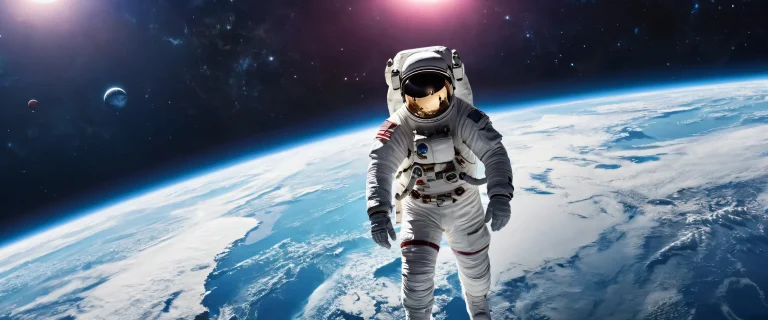 Ethereal astronaut in a vast, pure void against a radiant backdrop for Desktop/PC use.