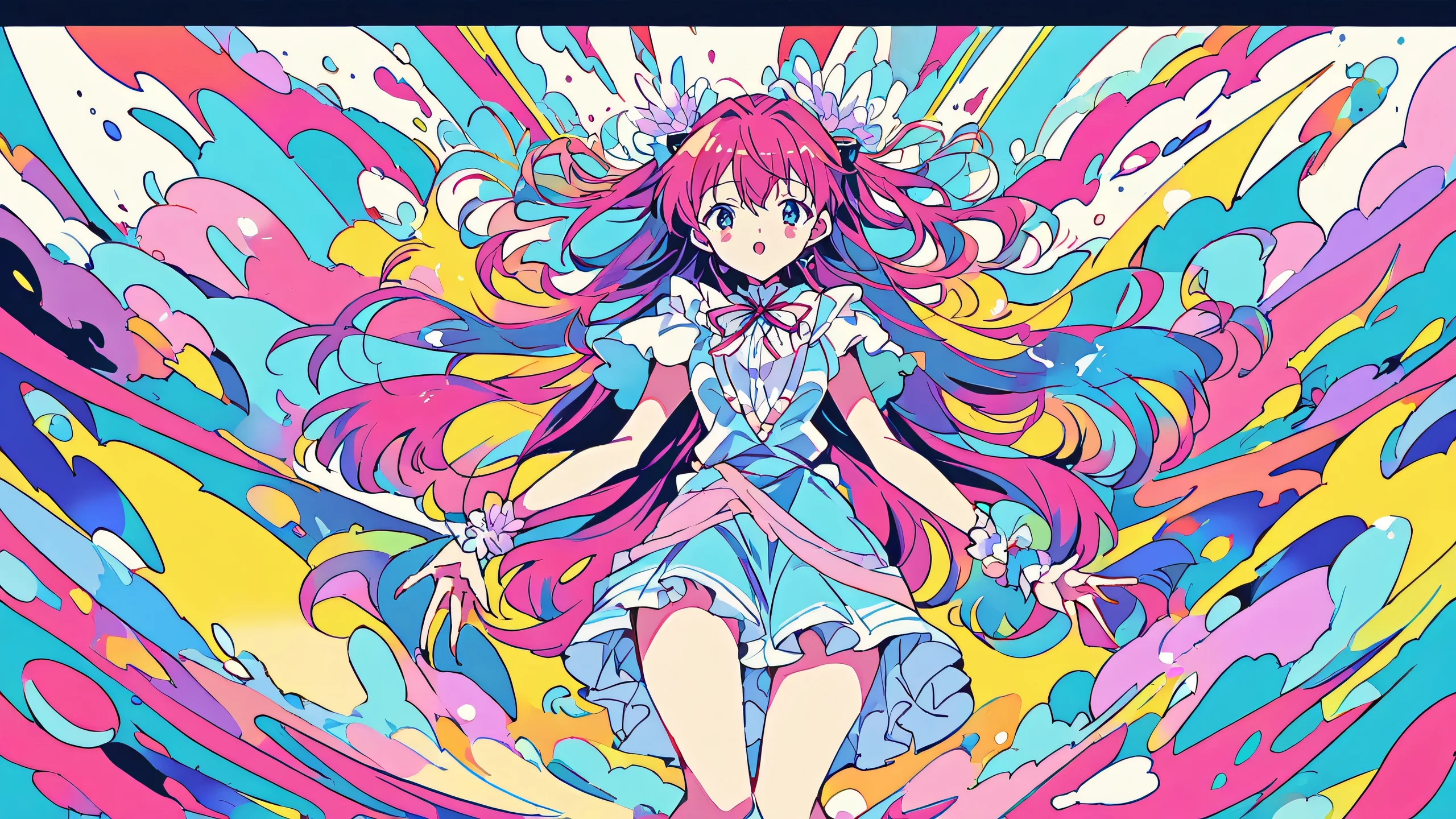 A stunning anime illustration of Asuka Langley Soryu from Neon Genesis Evangelion on a perfectly clean vast pure void with extreme depth of field and radiant sunlight, ideal for Desktop/PC.