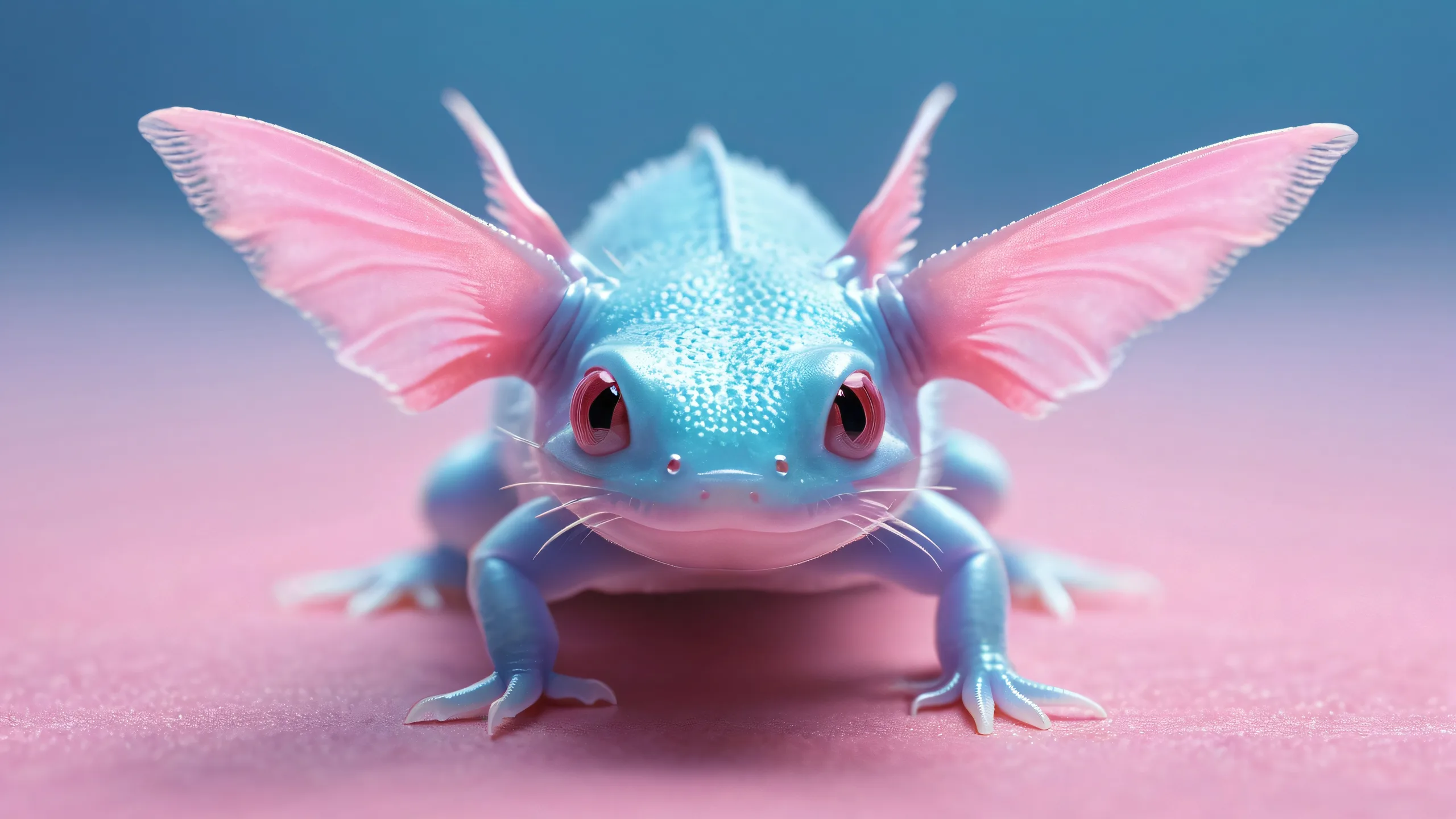 A serene desktop scene featuring an axolotl in a pristine void, perfect for PC or Desktop use.