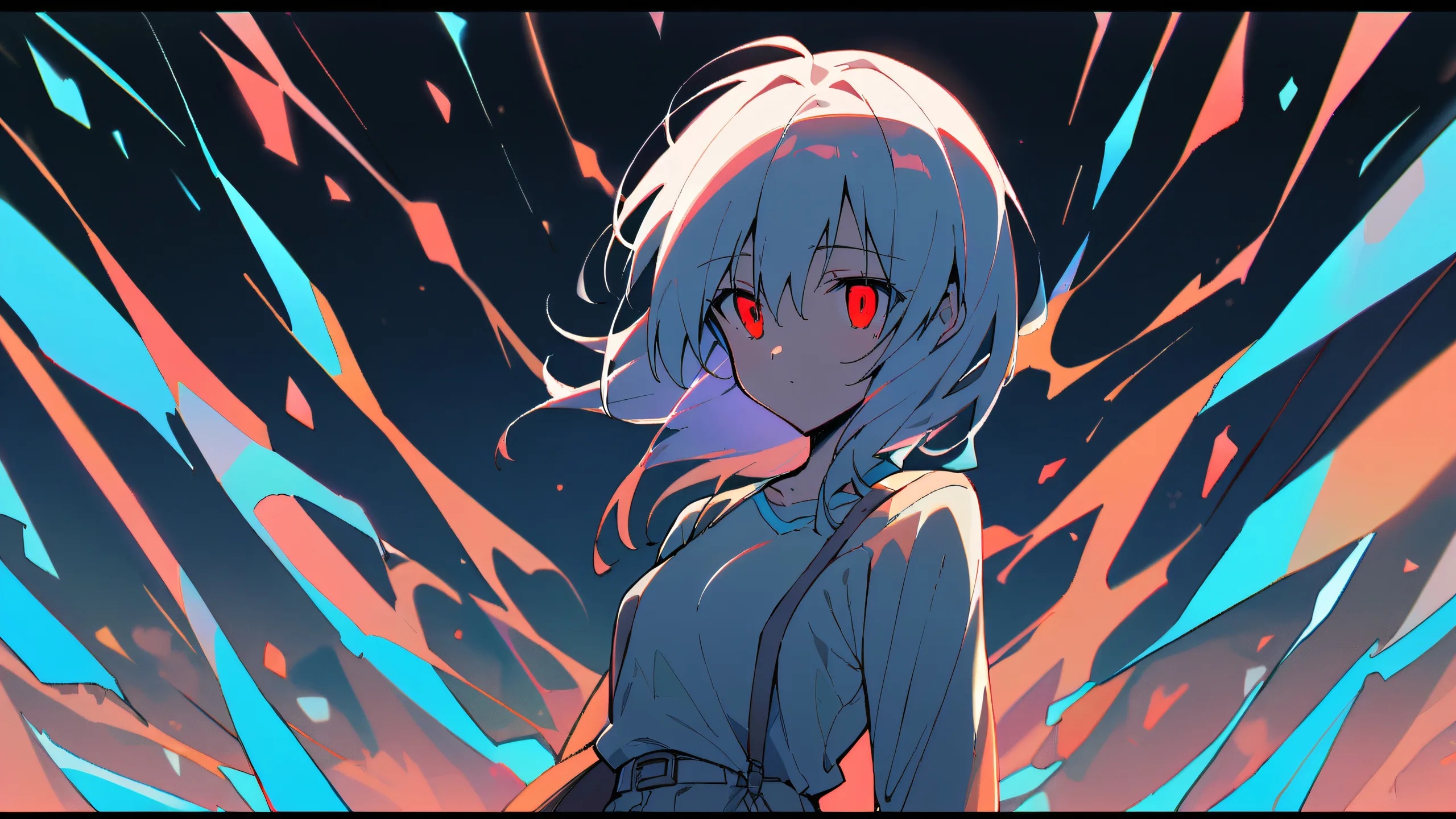 Solo Rei Ayanami from Neon Genesis Evangelion gazes into the distance on a perfectly clean vast pure void, ideal for desktops and PCs.