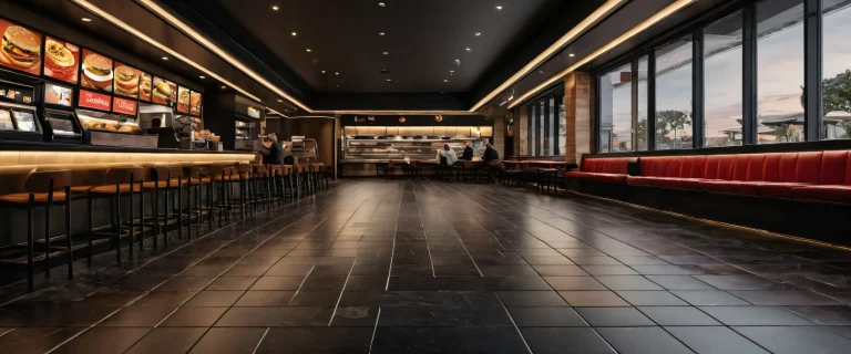 A sad McDonald's floor on a pristine void background for desktop/PC