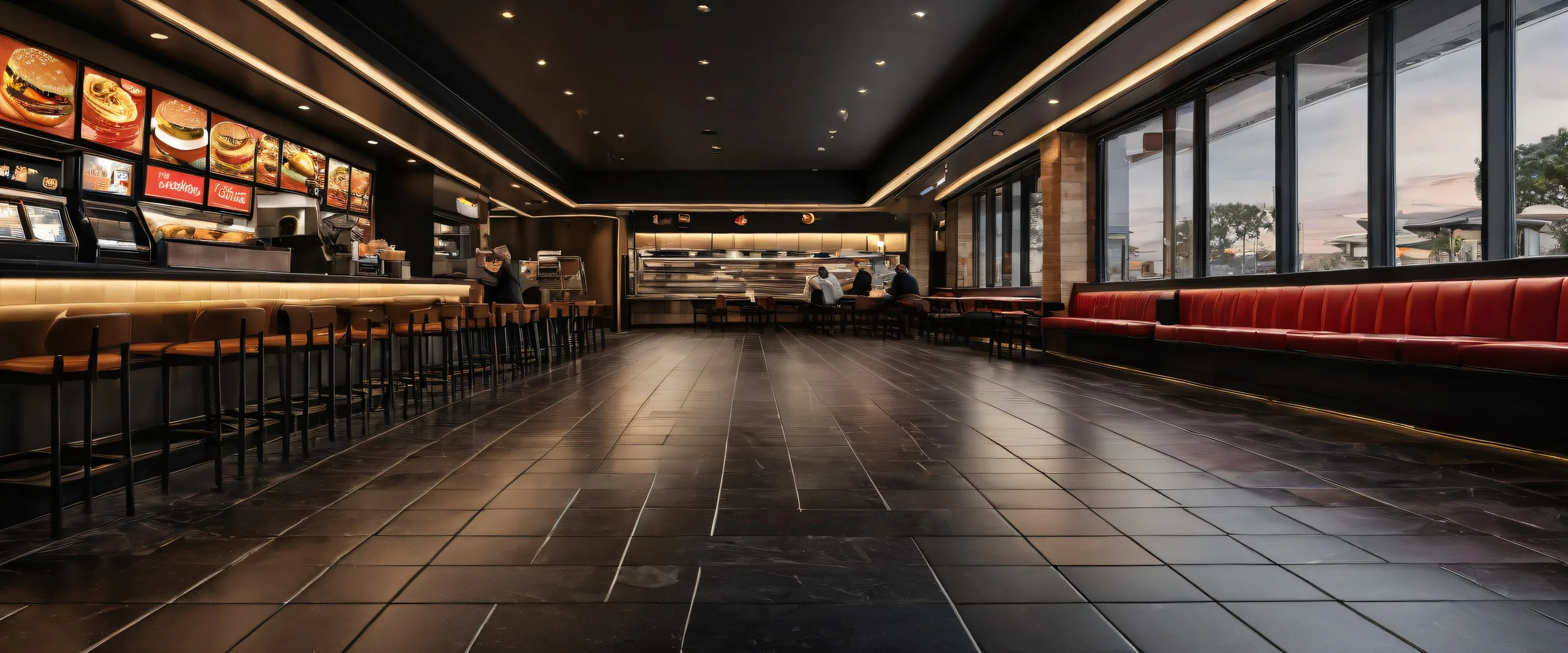 A sad McDonald's floor on a pristine void background for desktop/PC