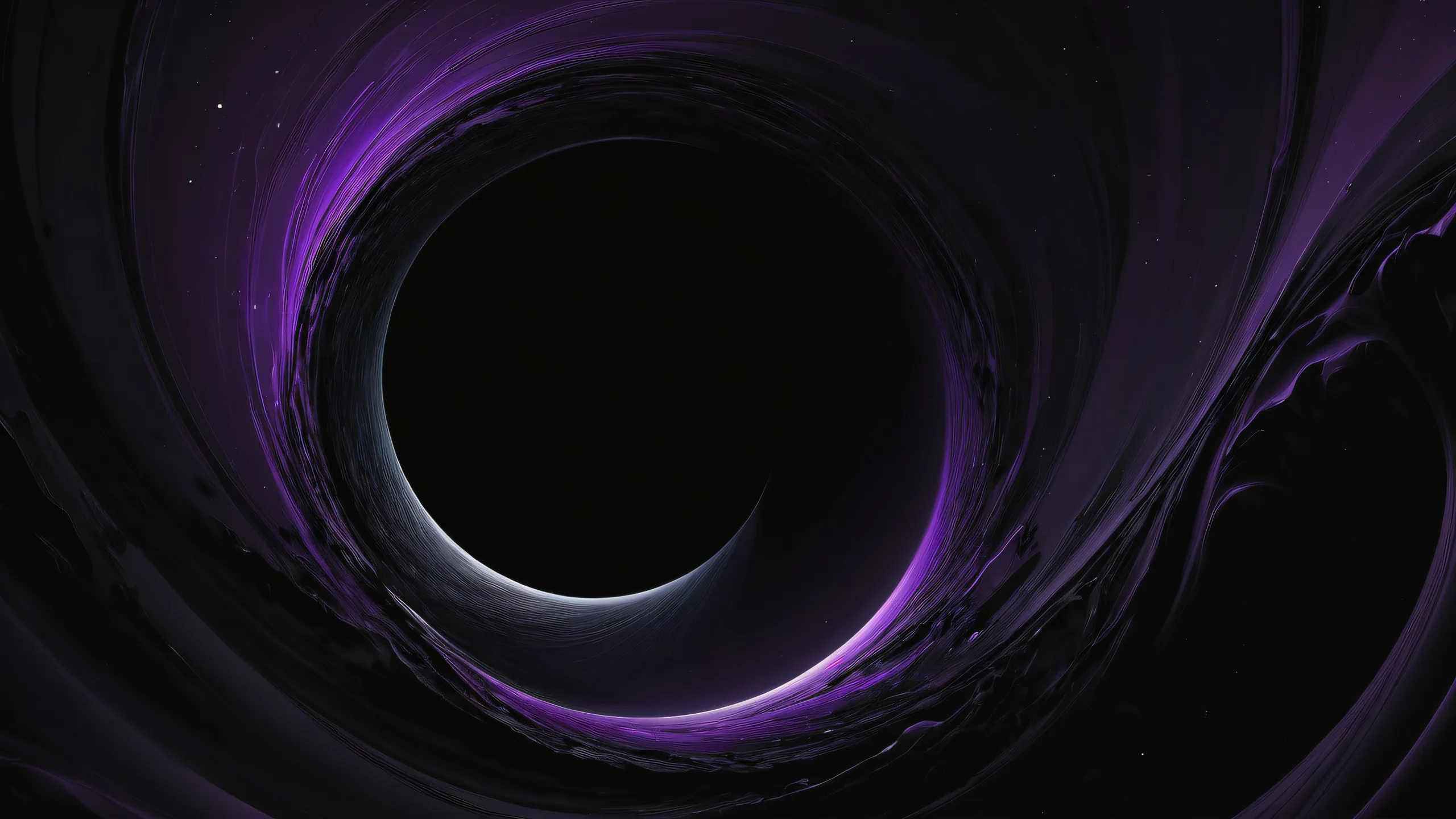 A breathtaking desktop wallpaper of a black hole on a dark mode background, perfect for PCs and Desktops.