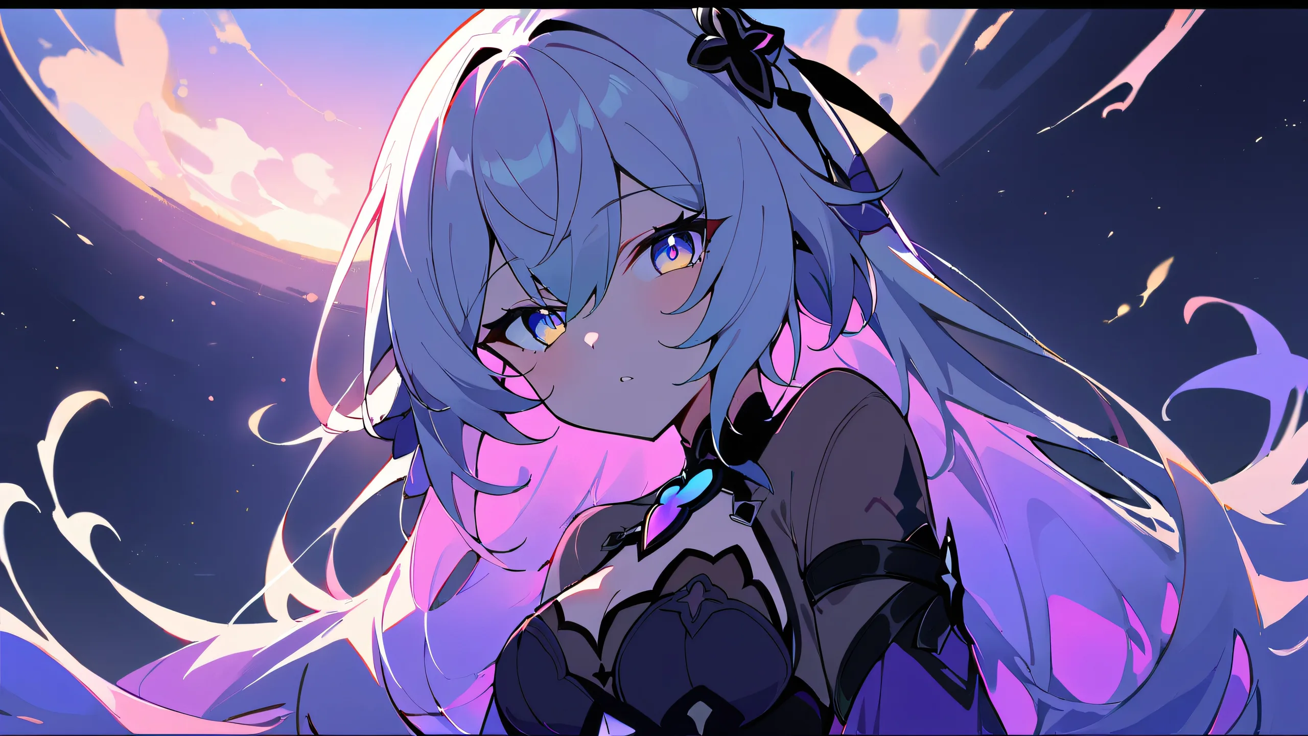 A solo black swan figurine stands elegantly on a perfectly clean vast pure void background, looking directly at the viewer from a Desktop/PC.