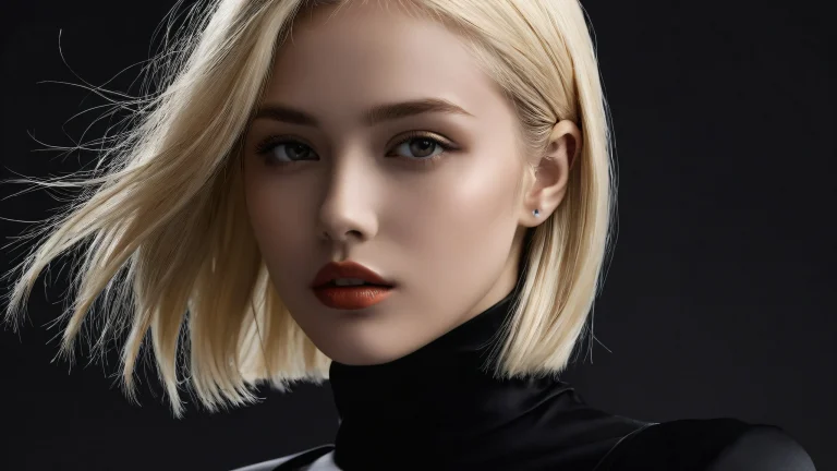 A stunning blonde woman surrounded by a vast void, parfait pour votre ordinateur de bureau ou PC.