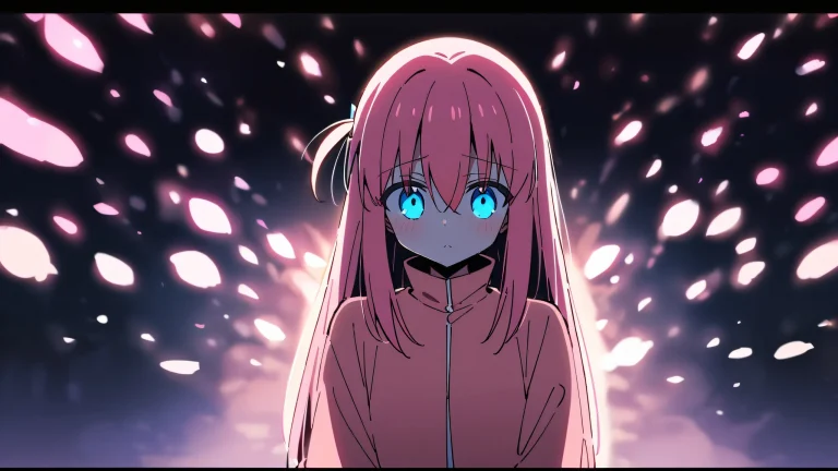 A young woman looks out at the viewer from a perfectly clean vast pure void with extreme depth of field, surrounded by soft pastel hues and elegant low-key lighting.