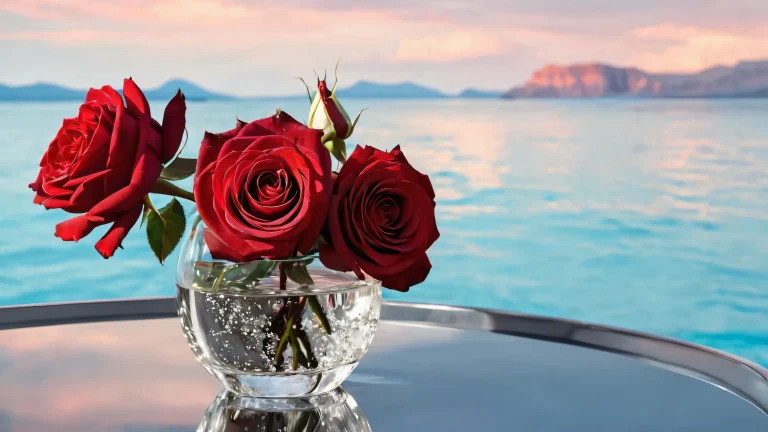 James Bond desktop wallpaper featuring crimson roses and a vast pure void with ethereal lighting. Suitable for PC/ Desktop use.