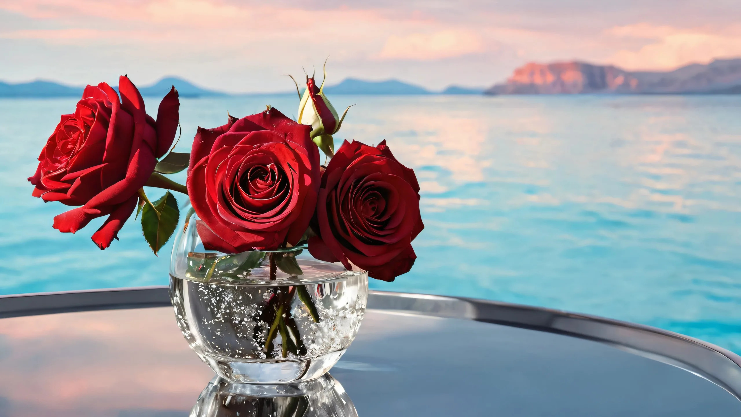 James Bond desktop wallpaper featuring crimson roses and a vast pure void with ethereal lighting. Suitable for PC/ Desktop use.