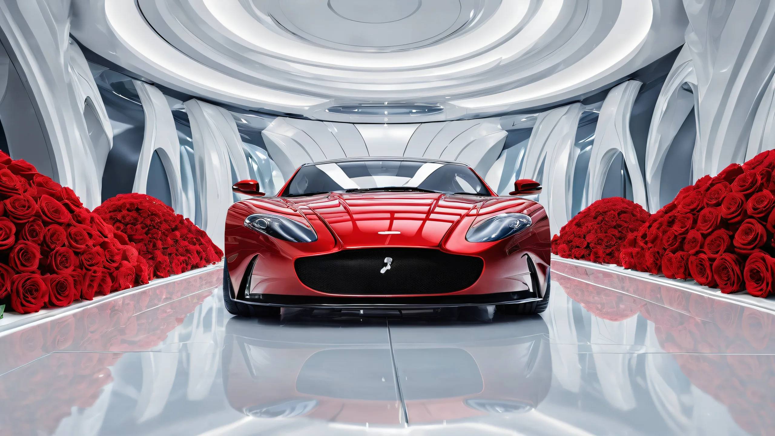 James Bond desktop wallpaper featuring a vast pure void with red roses and serpentine motifs, perfect for PC or Desktop.