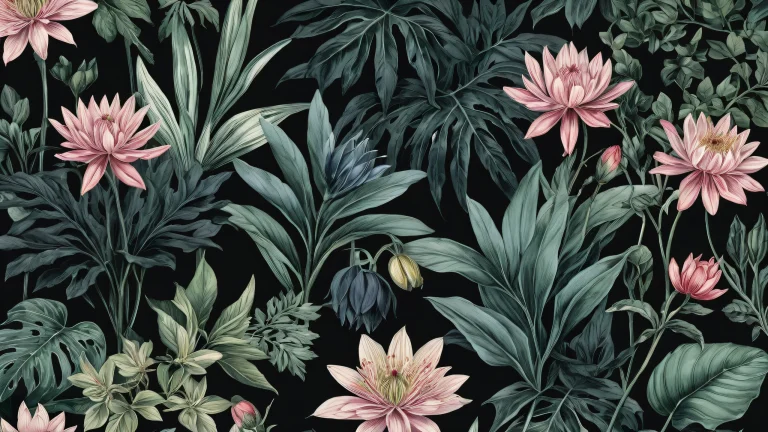 Beautiful botanical desktop background featuring a void with extreme depth of field and intricate details, perfect for desktop/pc use.