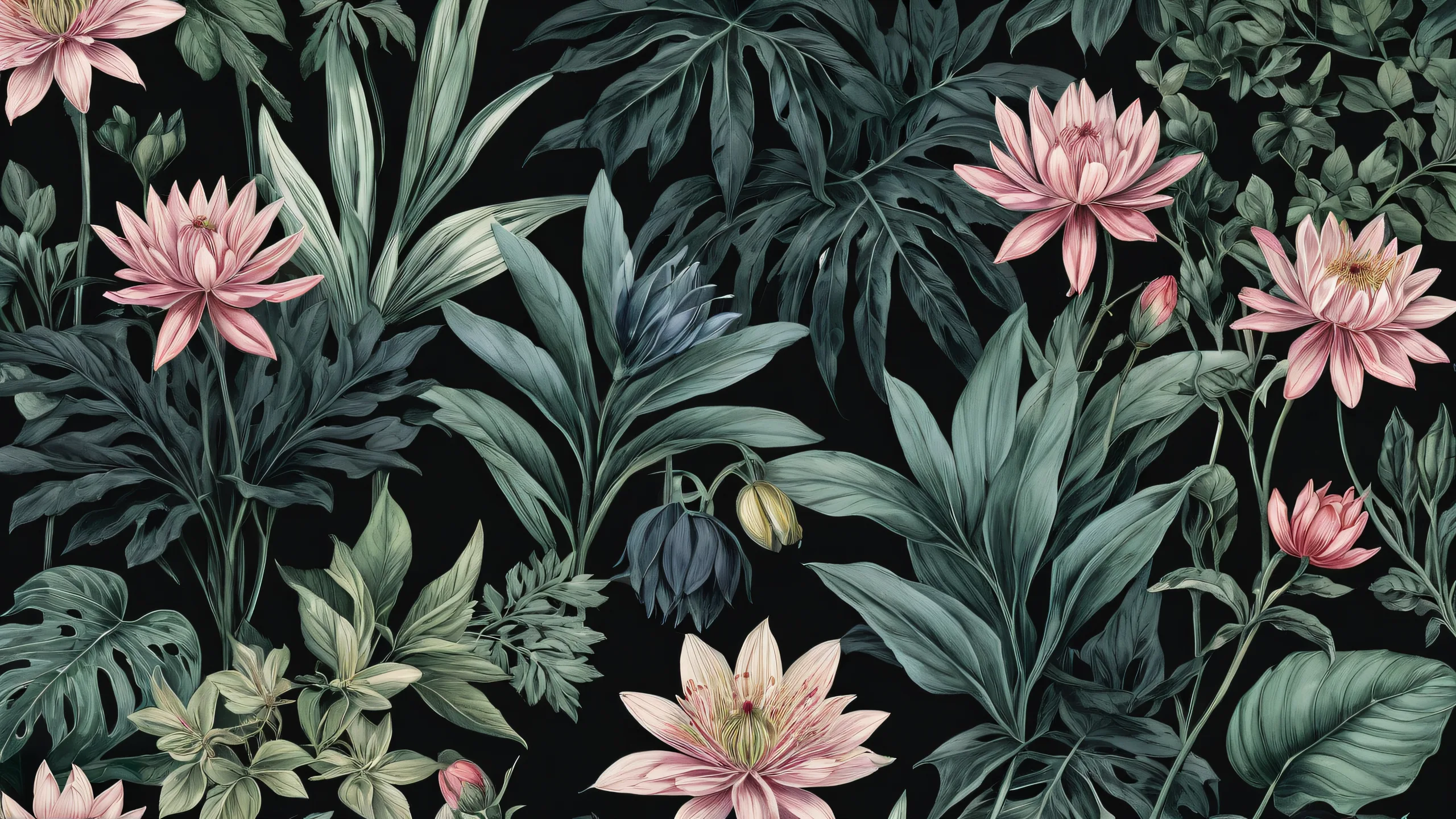 Beautiful botanical desktop background featuring a void with extreme depth of field and intricate details, perfect for desktop/pc use.