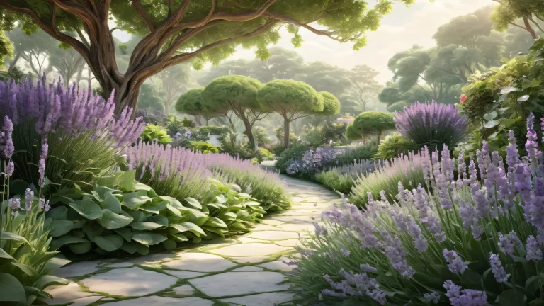 Botanical garden desktop wallpaper featuring lush greenery and wispy vines for a serene Desktop/PC background.