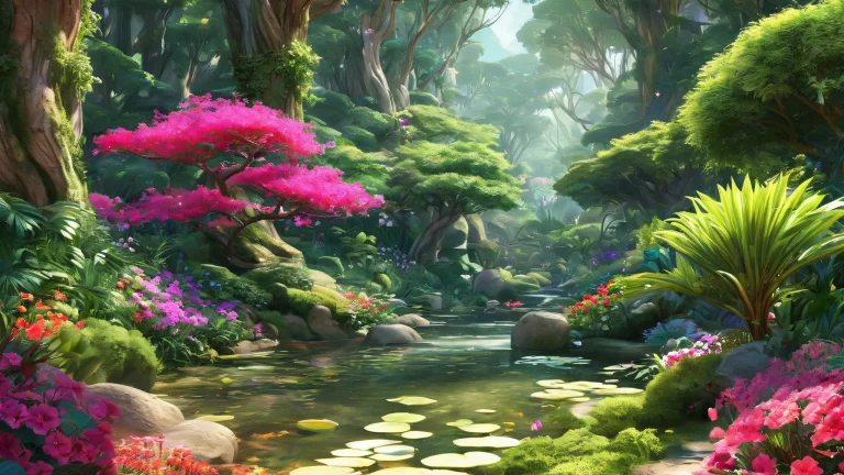 A serene desktop scene featuring lush greenery and a vast pure void on a Desktop/PC.