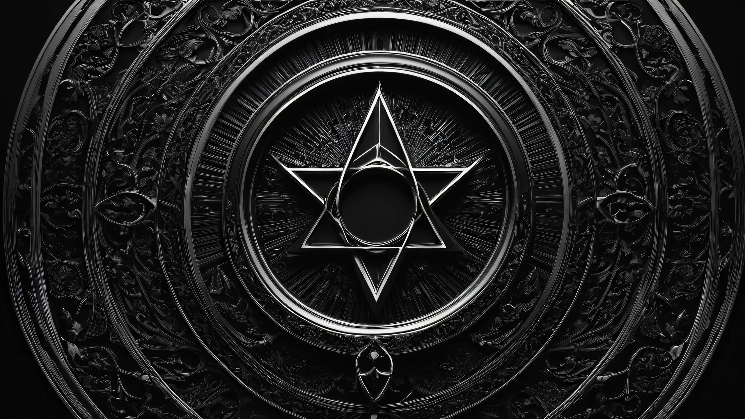 A stunning dark mode desktop wallpaper featuring a perfectly clean vast pure void with extreme depth of field, ideal for PC and Desktop use.