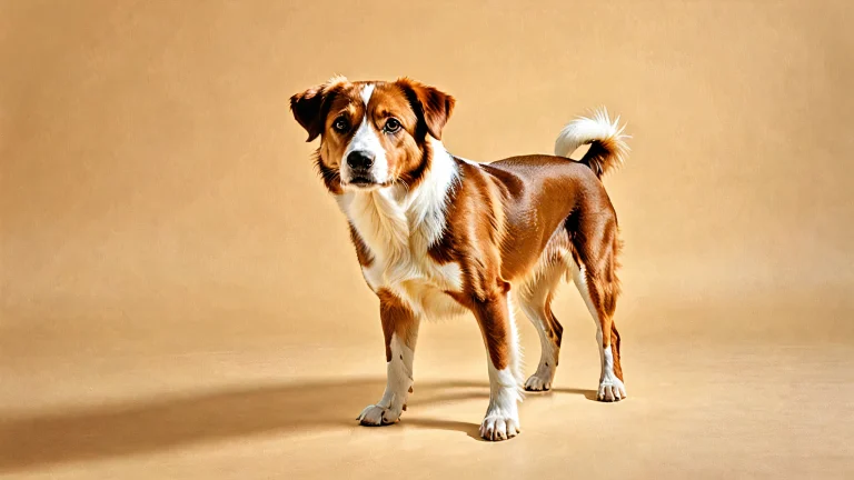 A brown dog stands out against a vast pure void on a desktop/PC background.