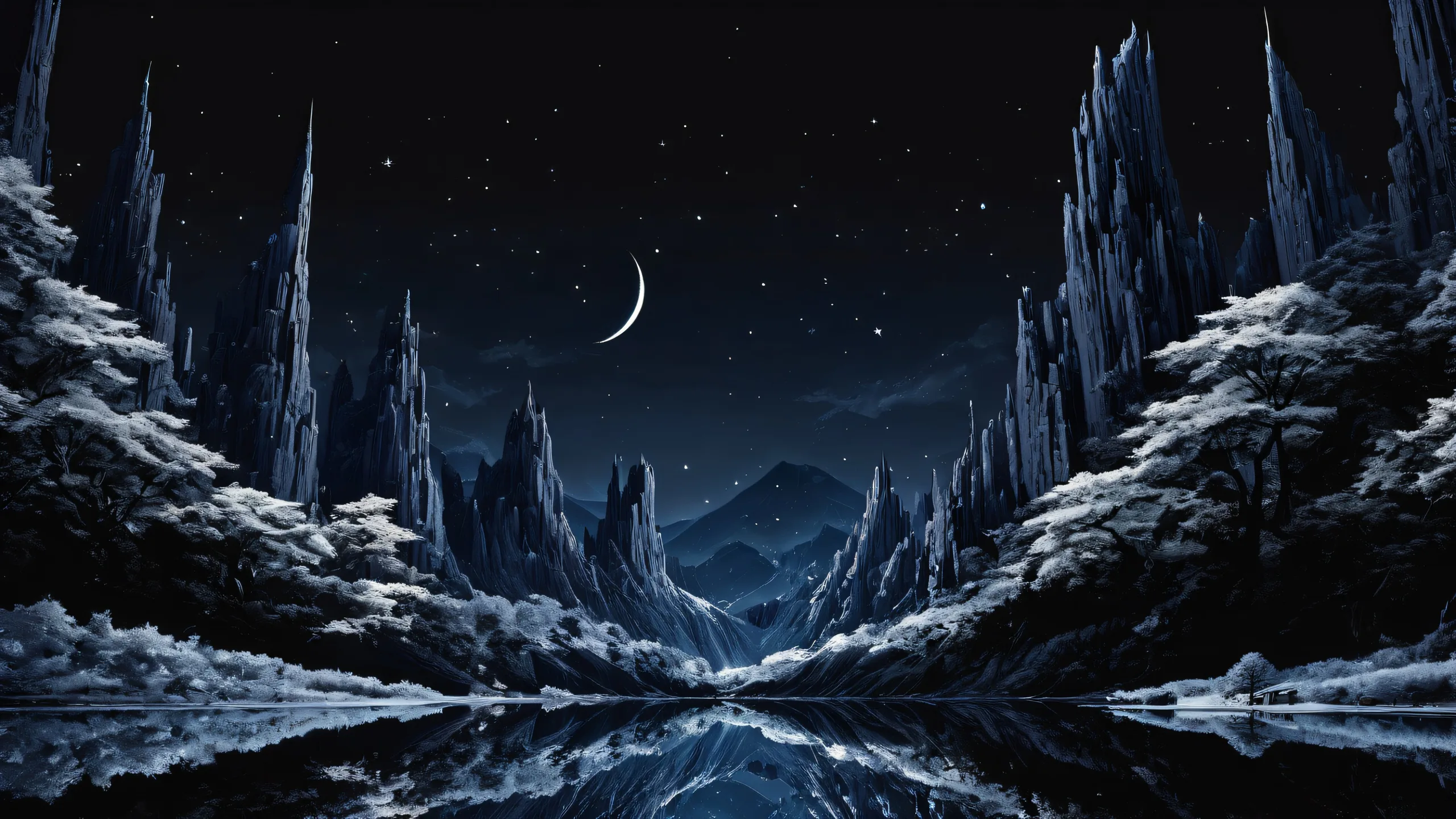 Elegant dark mode desktop featuring a vast pure void with subtle celestial hints on a MacBook or PC.