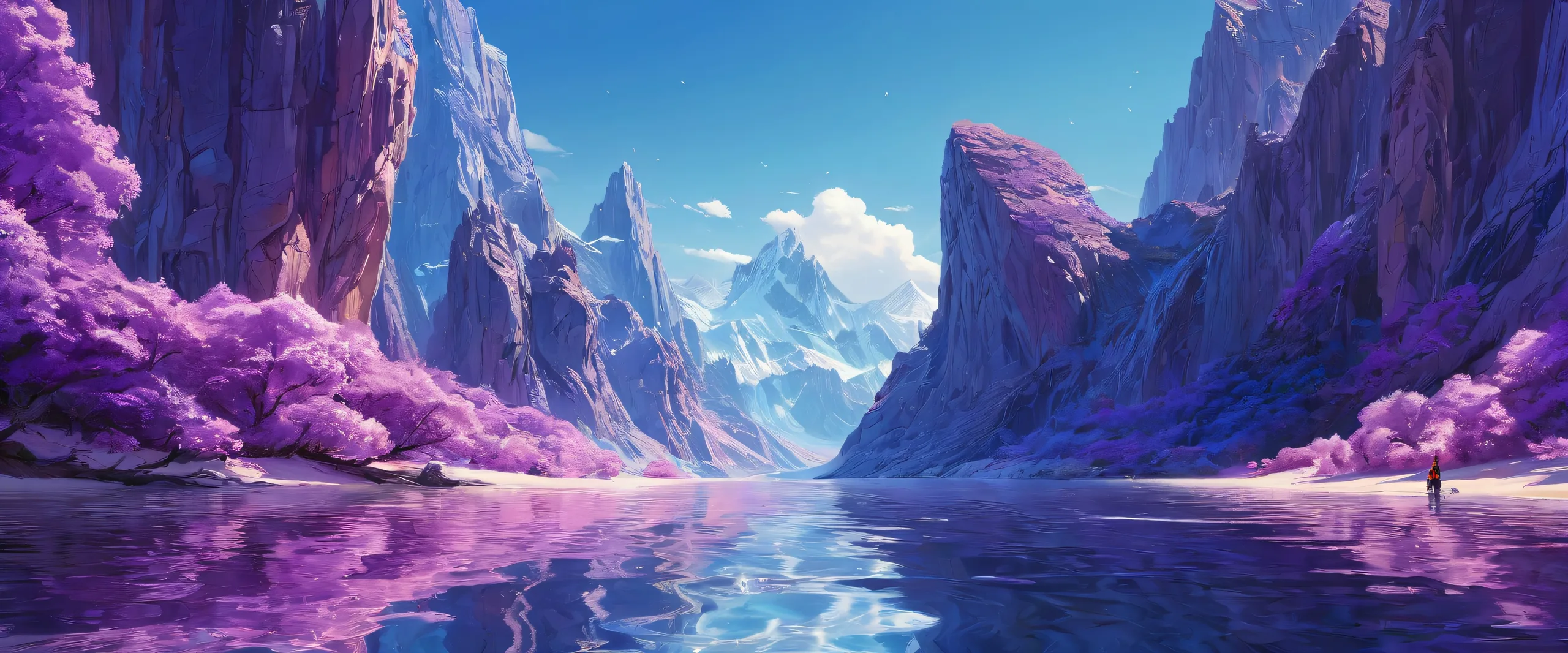 A majestic, award-winning digital art desktop wallpaper featuring a vast, dark void with radiant colors and reflections, perfect for your PC or Desktop.