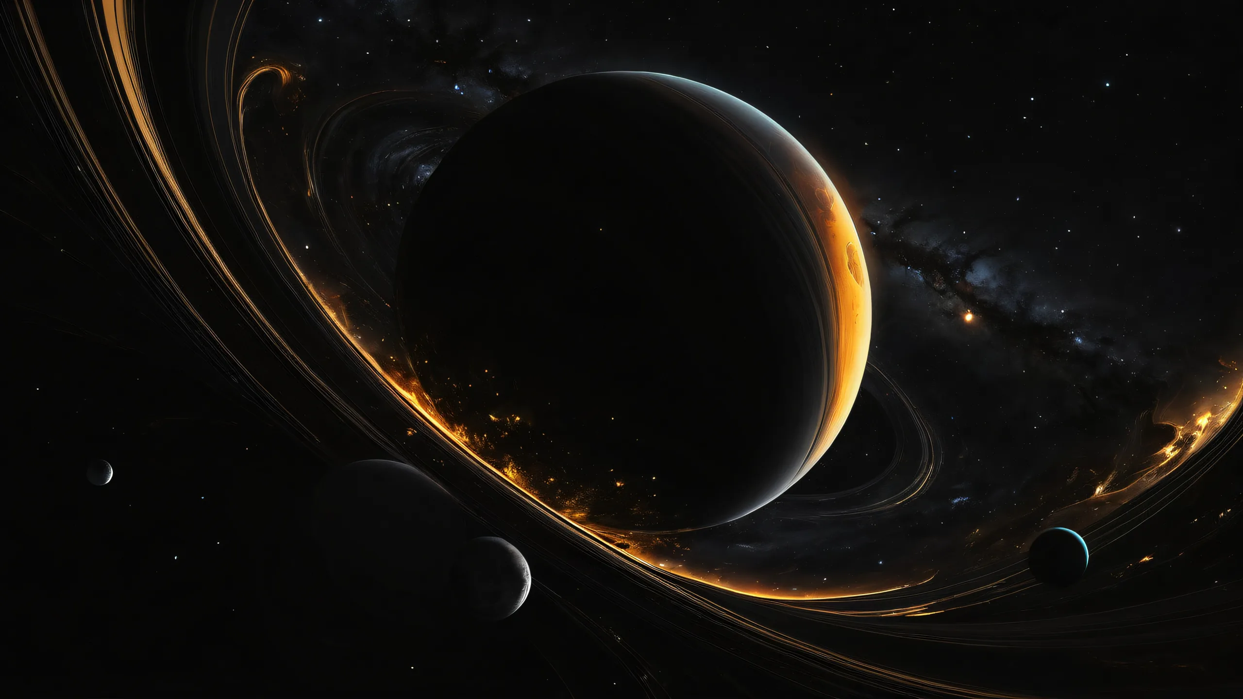 Desktop/PC wallpaper featuring a breathtakingly beautiful celestial scene with deep perfect blacks and striking contrast.