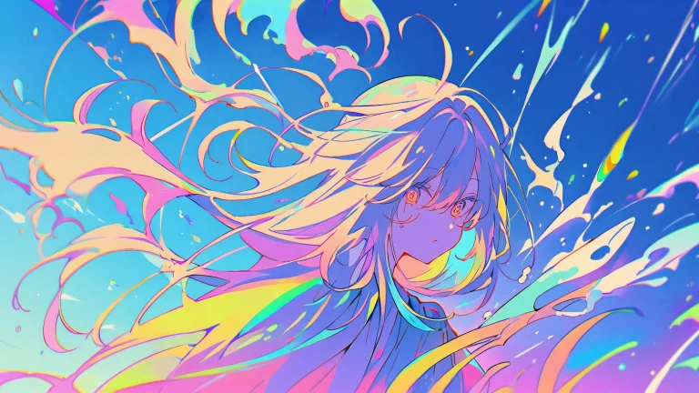 A minimalist anime desktop wallpaper featuring a vast pure void with extreme depth of field and subtle gradient effects, perfect for PC or laptop use.