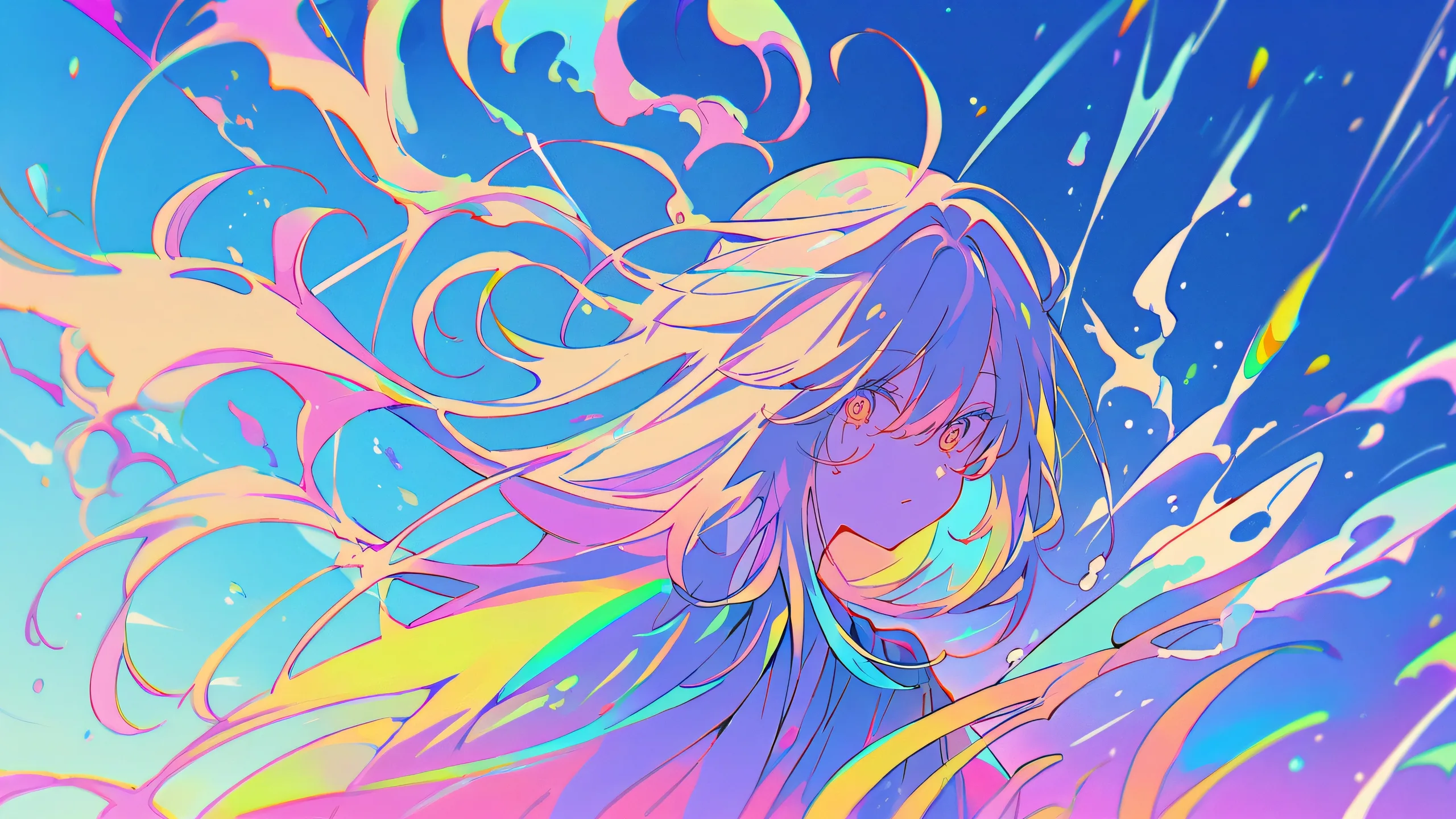 A minimalist anime desktop wallpaper featuring a vast pure void with extreme depth of field and subtle gradient effects, perfect for PC or laptop use.