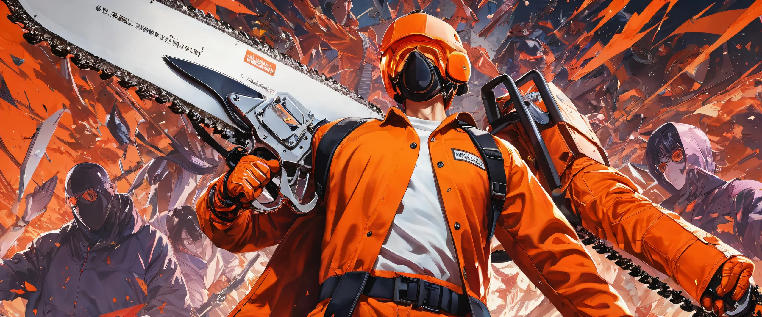 Chainsaw Man desktop wallpaper with a vast pure void and radiant colors on a Desktop/PC