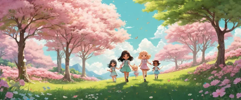Adorable chibi characters on a pristine pure void desktop for PC or Desktop use.