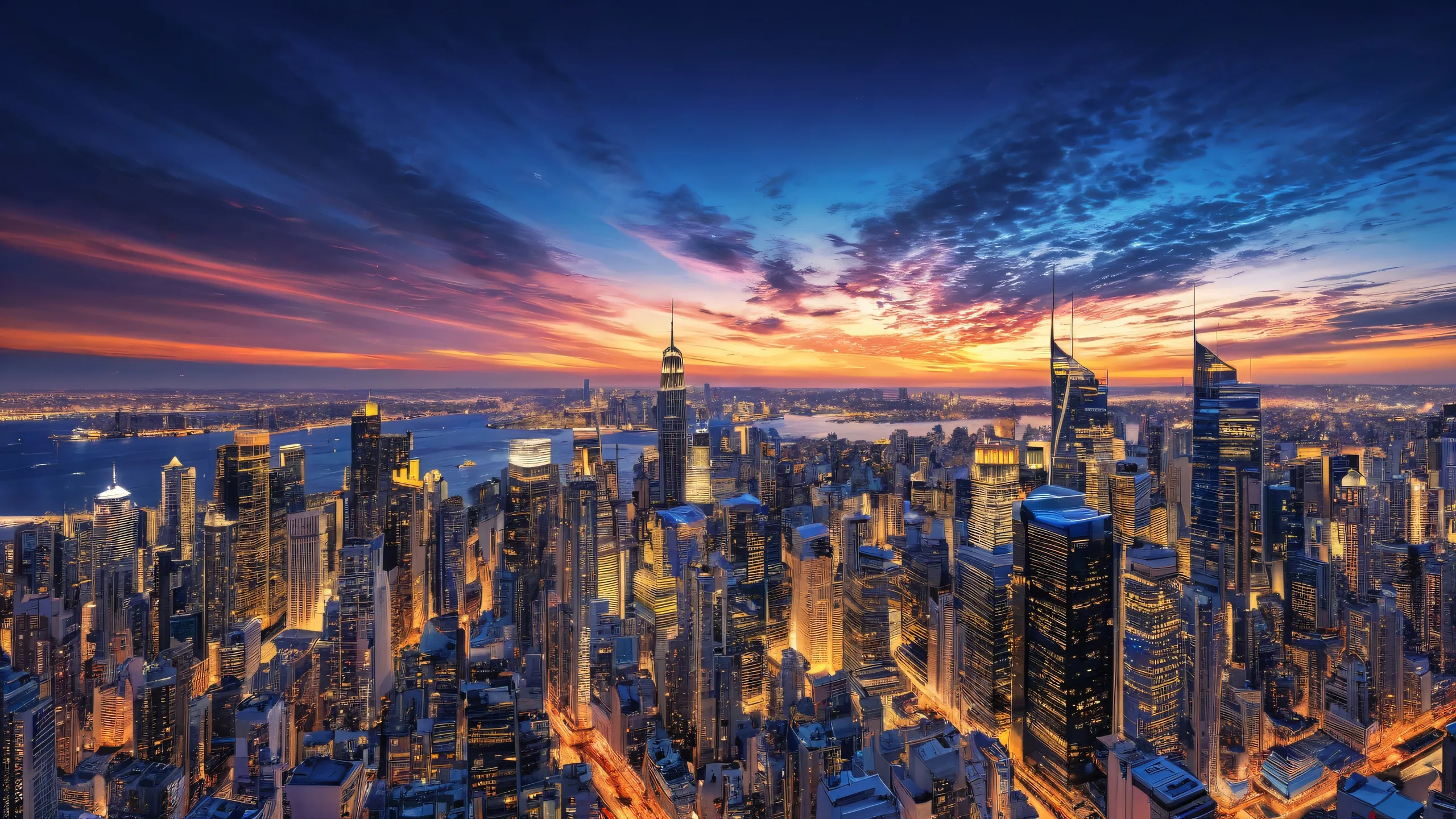 Ethereal cityscape on a pristine desktop/PC background with vibrant colors and intricate details.