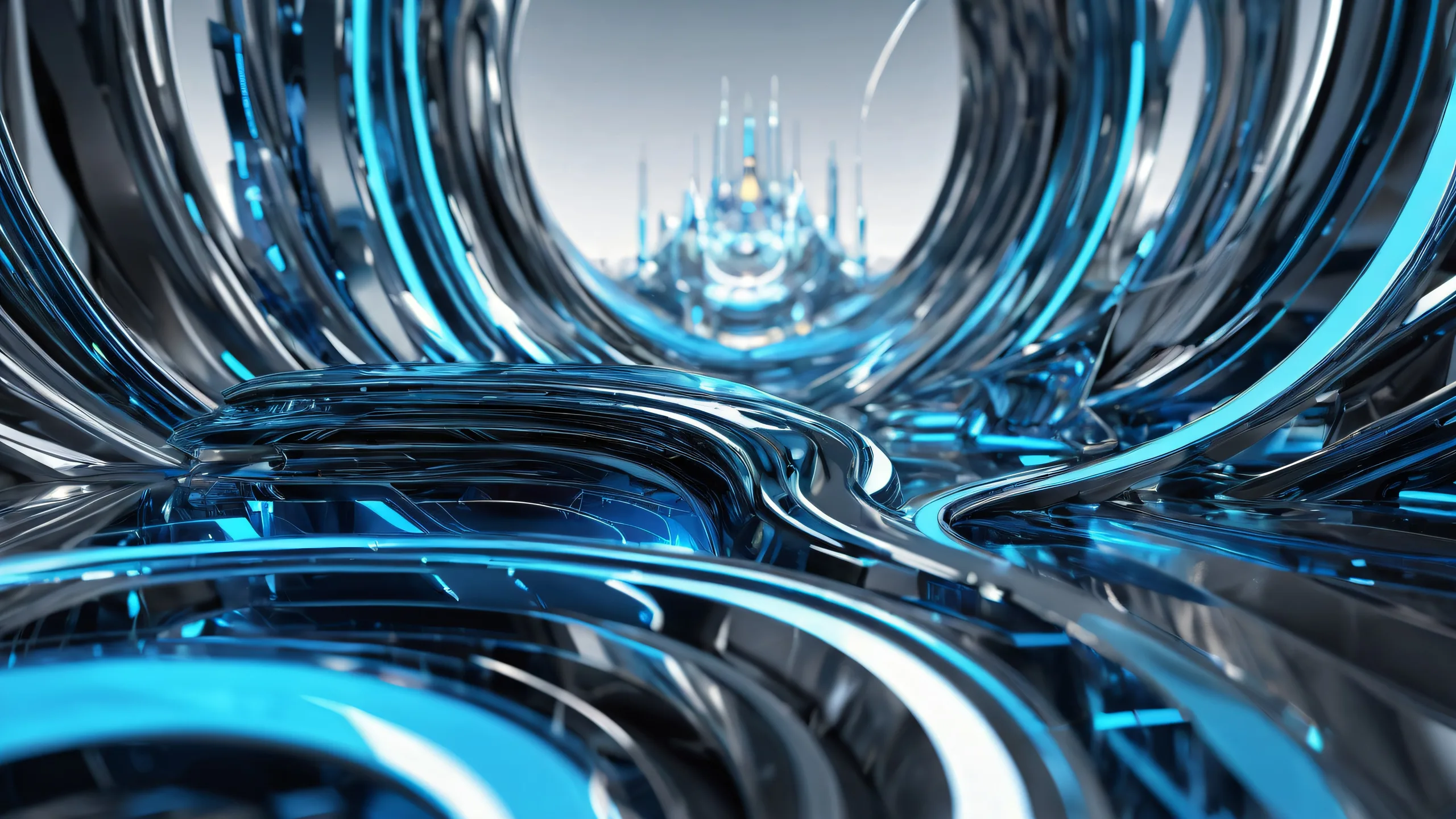 CK Shadow Circuit desktop wallpaper featuring a vast pure void with radiant colors and ray-traced reflections, suitable for Desktop/PC use.