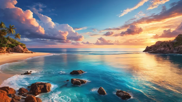 Breathtaking coastal landscape with extreme depth of field on a desktop or PC.