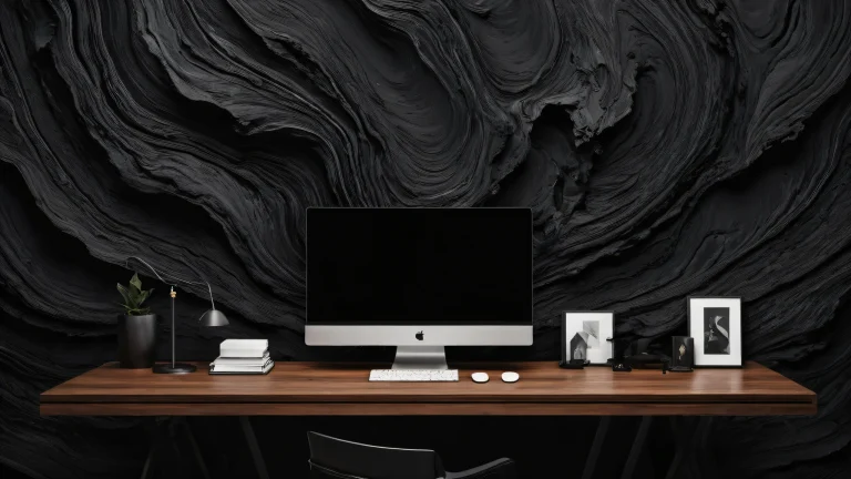 A stunning desktop wallpaper of a pure void with perfect blacks and luminescent accents, ideal for dark mode on Desktop/PC.