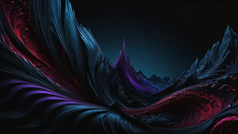 A stunning dark mode desktop scene featuring a creature set against a vast pure void with deep blues and purples, Perfekt für Ihren PC oder Desktop.