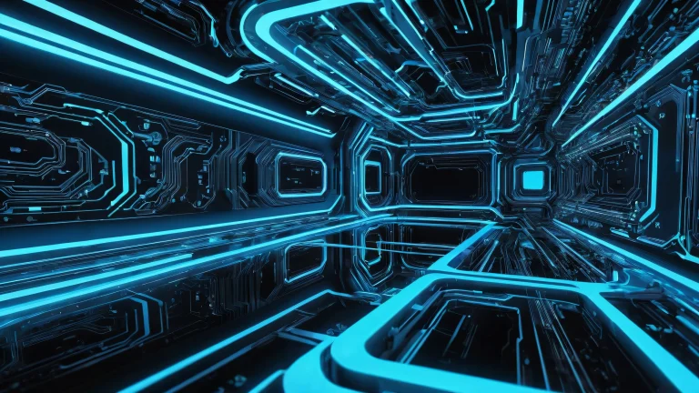Ethereal desktop landscape with circuitry and void, perfecto para PC o escritorio